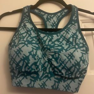 Champion Teal Print XL Racerback Sports Bra w/ Removable Cups